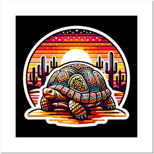 African tribal  design desert tortoise Posters and Art